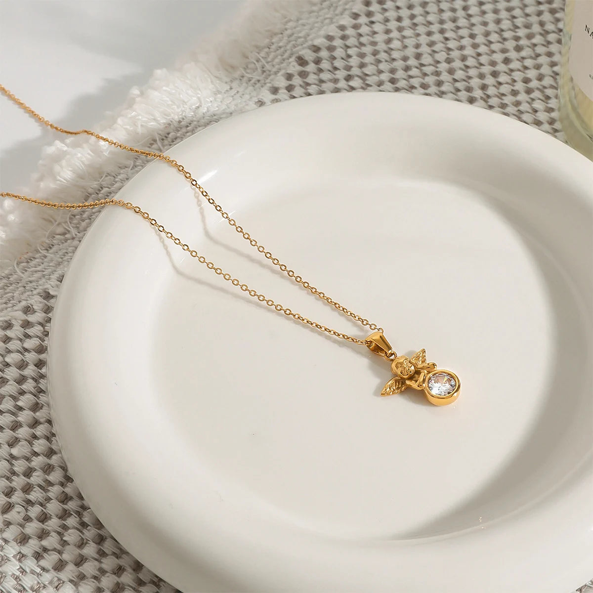 Guardian Angel Crystal Pendant Necklace