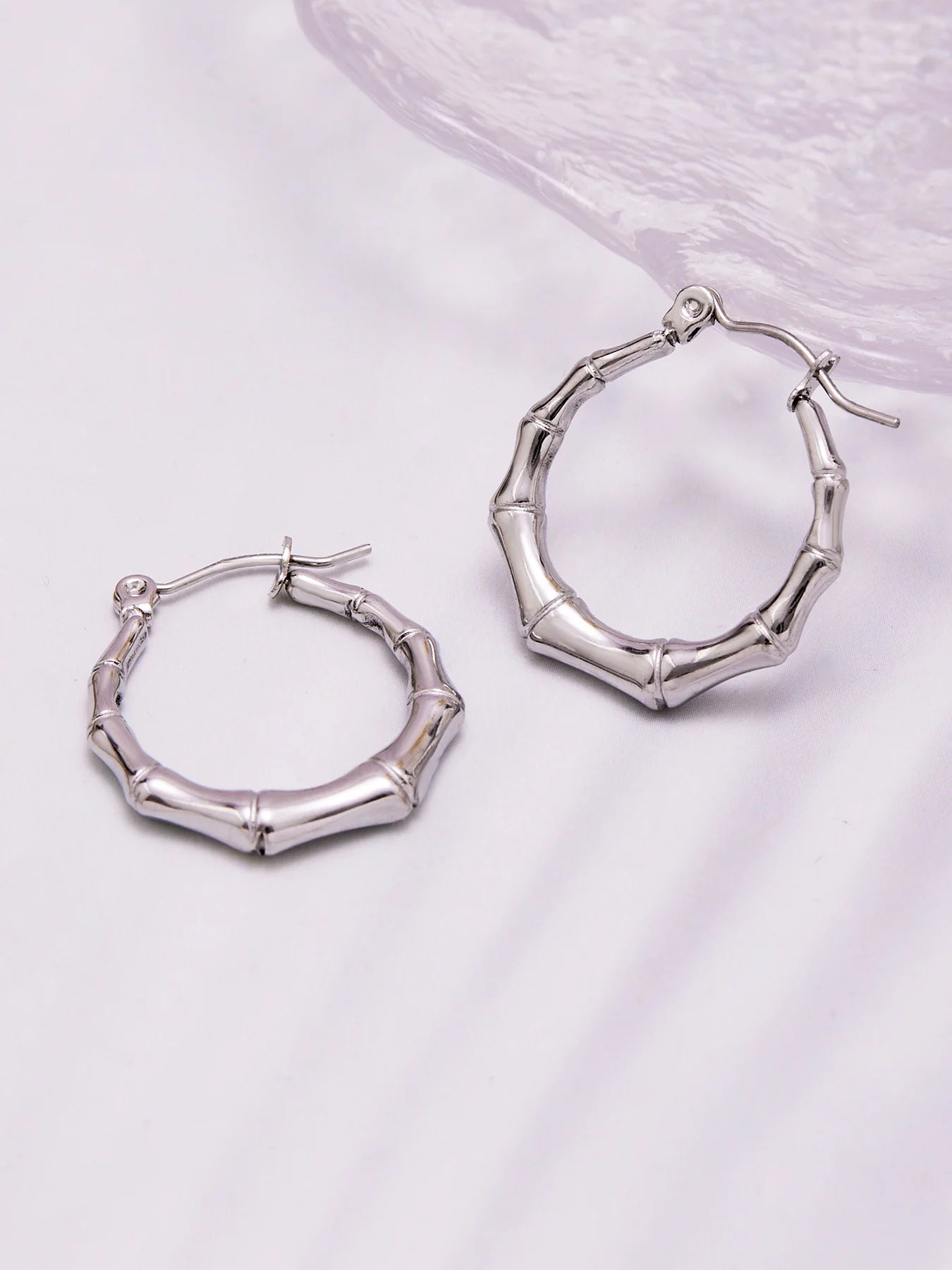 Bamboo Joint Hoop Earrings