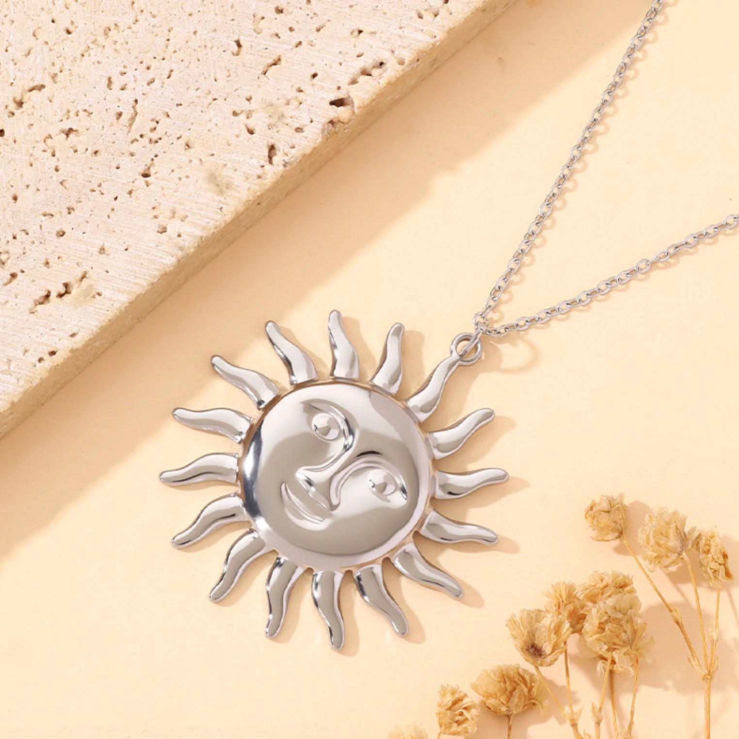 Celestial Sun Face Necklace