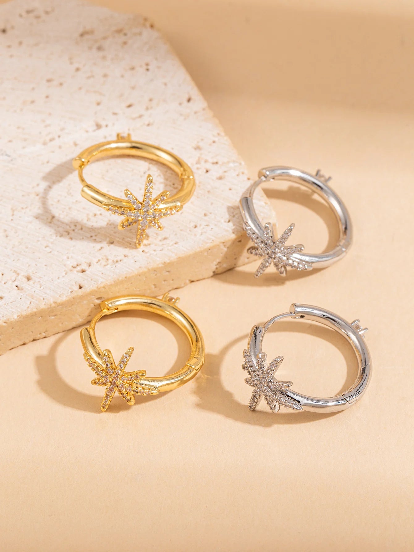 Celestial Starburst Huggie Earrings