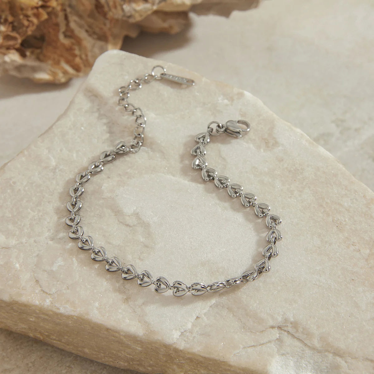 Delicate Silver Interlocking Heart Bracelet