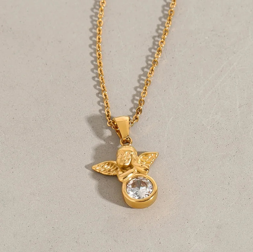 Guardian Angel Crystal Pendant Necklace