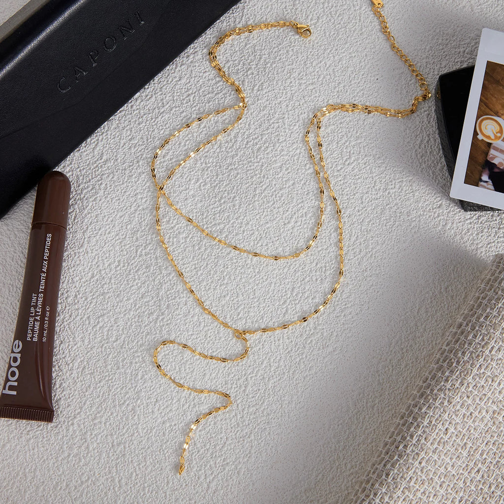 Delicate double layered gold chain